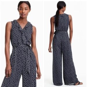 J. Crew Point Sur Navy Floral Sparkle Jumpsuit Size 8​